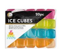 20pc ice Cubes Plastic Assorted Multicolour Reusable Pieces