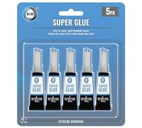 DID Super Glue 3g, Ultra Strong Adhesive, Fast-Setting Cyanoacrylate Glue,Pin Pointed Nozzle, Instant Bond Multi Purpose for Ceramic, Plastic, Metal, Wood, Rubber, Glass, Fabric DIY Repair-Pack of 5