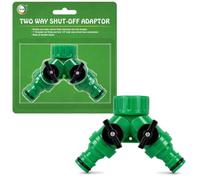 DID Two Way Shut Off Adaptor Garden Hose Splitter 1 Inch Threaded Tap Connector with Twin 1/2 Inch Snap Action Hose Connections Durable Plastic Water Diverter for Irrigation and Outdoor Use and Lawns
