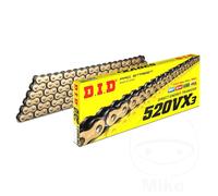 DID VX3 Chain Gold & Black 520 Pitch 112 Links Spring/Clip Link X-Ring Steel