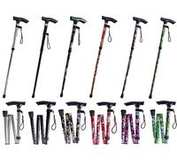 DID Walking Stick - Adjustable and Foldable - Lightweight - Comfortable Grip - Durable Walking Aid Mobility Aid - Collapsible Walking Stick (Black Floral)