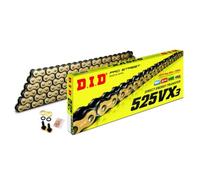 DID X Ring Gold & Black Motorcycle Chain 525/118 with rivet link