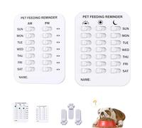 Did You Feed The Cat Tracker, Pet Feeding Reminder for Dogs Cats, Feed Reminder with Magnet, with Weekdays AM/PM Indicators, Daily Pets Supplies Essentials(C#3= 2 PCS)