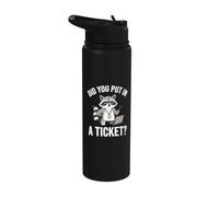 Did You Put in A Ticket Racoon IT Support Humor Office Tech Stainless Steel Insulated Water Bottle
