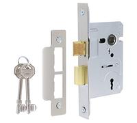 DIDA® Mortice Sashlock 3 Lever Polished Chrome Mortise Locks Sashlocks 75mm, Door Lock with Key Suitable for Internal or External Doors, Door Latch Hardware and Key Locking Door Security