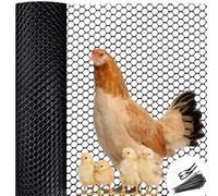 Didabotak Chicken Wire Fence Mesh, 0.8cm Opening Plastic Fencing for Gardening with Zip Ties, Poultry Fencing,Garden Netting, Chicken Wire Frame for Crafts, Floral Netting, Black