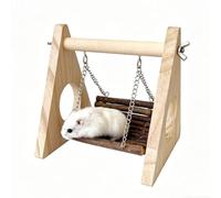 Didabotak Hamster Swing Hammock, Wooden Hanging Toy for Gerbil Rat Mouse Dwarf, Small Animal Hideout for Syrian Hamster Chew Toys, Rat Cage Accessories