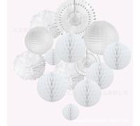 Didabotak White Party Decoration Kit,14PCS Tissue Pom Poms Flowers White Paper Fans Lanterns Honeycomb Balls for Wedding Engagement Birthday Baby Bridal Shower Party Decoration