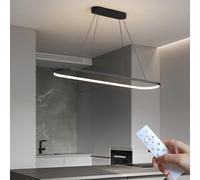 DIDADIDA Pendant Lamp Dining Table Oval LED Lamp Dimmable Hanging Lamp with Remote Control, Dining Table Lamp Hanging Chandelier, Height Adjustable (Black, 120CM)