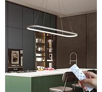 DIDADIDA Pendant Lamp Dining Table Oval LED Lamp Dimmable Hanging Lamp with Remote Control, Dining Table Lamp Hanging Chandelier for Kitchen Office Pendant Lamp, Height Adjustable (White, 120CM)