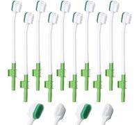 Didaey 10 Pcs Suction Swab Toothbrush Care Swabs, Green, Soft, Manual, Adults, Oral Dental Mouth Care, Elderly, Disposable, Individually Wrapped, 7.09 Inches/18 Cm