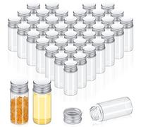 Didaey 100 Pcs Small Clear Vials Spice Mini Jars with Lids Mini Glass Bottles with Screw Aluminum Metal Caps Tiny Jars Sample Containers for Powder Cream Cosmetic Jewelry Wedding(10 ml,Silver Caps)
