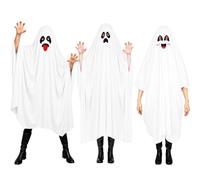 Didaey 3 Pcs Halloween Ghost Sheet Costume, Unisex Adult Halloween Fancy Dress Cosplay White Ghost Cloak Spooky Outfit