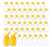Didaey 48 Pcs 16 oz Plastic Honey Bottles Clear Jars Honey Dispenser with Lids Caps Containers Leak Resistant Empty Refillable Squeeze Bottle for Maple Syrup, Storing and Dispensing