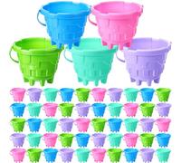 Didaey 50 Pcs Beach Buckets for Kids, Plastic Sand Pails for Boys and Girls, Sand Buckets for Beach, Sandbox, Pool, Gardening, Summer Party Favors (Sweet Color)
