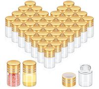 Didaey 50 Pcs Tiny Glass Bottles Vials Mini Small Clear Glass Jars Empty Wishing Gift Bottles Jars Tiny Vials Containers with Aluminum Metal Screw Cap for Crafts(2ml,Gold)