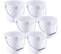 Didaey 6 Pcs 2.5 Gallon Bucket for Cleaning Plastic Heavy Duty Clean Bucket with Handle and Spout Industrial Storage Container (White)