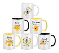 Didaey 6 Pcs Bee Coffee Mug 12 oz Bee Ceramic Mug Honey Bee Gifts Bee Cups Bee Day Gifts for Bee Lover Nature Lover Women and Men Birthday Holiday Gifts
