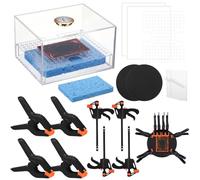 Didaey Card Flattening Kit Trading Card Flattening Tool Accessory Kit Included 1 Moisturizing Box, 2 Acrylic Plates, 4 Vices, 4 Clamps, 2 Indent Mats for Fix Bent Cards Flatten Lifted Edges (Acrylic)