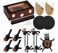Didaey Card Flattening Kit Trading Card Flattening Tool Accessory Kit Included 1 Moisturizing Box, 2 Acrylic Plates, 4 Vices, 4 Clamps, 2 Indent Mats for Fix Bent Cards Flatten Lifted Edges(Wooden)