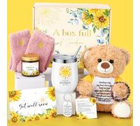 Didaey Sunshine Gifts for Women Get Well Soon Sunflower Gifts Box with Bear, 10 Pcs Care Package for After Surgery/birthday/thinking of You/feel Better, Sunshine Basket for Friend Sister Girl