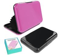 Didarenba Card Holder Men Women Credit Cards 2 Pieces Aluminium with RFID System Blocking Card Protector Anti Fraud Anti Contactless Large Capacity Black and Pink, Black and Pink, bolsillo, Casual