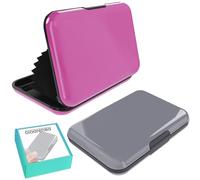 Didarenba Card Holder Men Women Credit Cards 2 Pieces Aluminium with RFID System Blocking Card Protector Anti Fraud Anti Contactless Large Capacity Grey and Pink