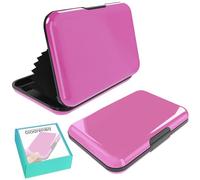 Didarenba Card Holder Men Women Credit Cards 2 Pieces Aluminium with RFID System Blocking Card Protector Anti Fraud Anti Contactless Large Capacity Pink