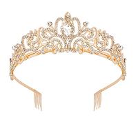 Didder Gold Crystal Tiara Crown Headband Princess Elegant Crown with combs for Women Girls Bridal Wedding Prom Birthday Party