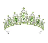 Didder Green Tiara Crown for Women & Girls, Crystal Crown with Alloy & Rhinestone, Perfect for Wedding, Prom, Birthday & Christmas