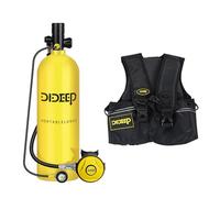 DIDEEP Diving Tank Equipment, Diving Gas Cylinder Oxygen Cylinder, 2L oxygen Cylinder Diving Water Bottle Diving Set (2L Two-Piece Set) (yellow)