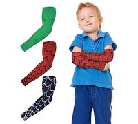 DIDIBIRD Arm Sleeves for Kids,3 Pairs Compression Arm Sleeve for Childs,UV Protection Arm Sleeves,Tattoo Sleeve for Toddlers, Black,green,red, One size