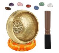 DiDiBirDi 3.14In Tibetan Singing Bowl Set 7 Chakra Crystal Stones Handmade in Nepal for Meditation,Mindfulness and Relaxations