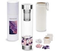 DiDiBirDi 500ml Crystal Water Bottle,Amethyst, Rose Quartz Stones,White Crystal