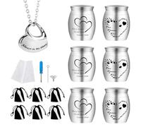 DiDiBirDi 6 Small Cremation Urns for Ashes with 1 Ashes Necklaces,small urns for human ashes Stainless Steel Funeral Small Ashes Keepsake,Mini cremation urns for human ashes