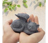 DiDiBirDi Cat Angel Pet Memorial Stone for Cat Grave Marker Tribute Statue, Cat Indoor Memorial Gift for the Loss of Cat, Sleeping Cat Angel Figure Made of Resin