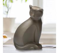 DiDiBirDi Ceramic Brown Cat Urn for Ashes, Animal Pattern, Suitable for Small to Medium Cats (Brown)
