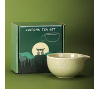 DiDiBirDi Ceramic Matcha Bowl with Spout,500 ml/18 oz,Japanese Matcha Mixing Bowl,for Whisk Matcha Tea