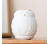 DiDiBirDi Ceramic Urn for Cat, Animal Urn, Pet Cremation Box, Cat Urn for Ashes, Black Cat Urns for Ashes (White)
