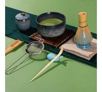 DiDiBirDi Matcha Tea Set 9 Pcs，Japanese Ceramic Bowl，Matcha Whisk (Chasen), Scoop (Chashaku), Stainless Steel Sifter，Whisk Holder,Tea Powder Caddy