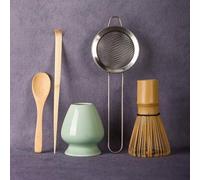DiDiBirDi Matcha Whisk Set, Matcha Whisk Set, Matcha Whisk (Chasen),Traditional Scoop(Chashaku),Stainless Steel Sifter,Tea Spoon,Whisk Holder,Japanese Tea Tools for Ceremony
