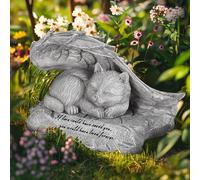 DiDiBirDi Pet Urns for Cat Ashes,Pet Memorial Stones for Cat Garden Ornament Stone with Angel Wings,Sleeping Cat Angel Figurine,Pet grave markers for Pet Loss Gifts Garden Decor Outdoor