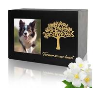 DiDiBirDi Pet Urns for Dog or Cat Personalized Photo Frame and Memorial Tree Design Ashes Wooden Pet Ashes Casket for Cat or Dog Memory Box （25kg）