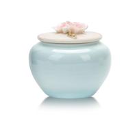 DiDiBirDi Small Urn for Human Ashes Ceramic Memorial Mini Ashes Urns Memorial Tiny urn,Funeral Cremation Urn for Sharing Adult or Pet Ashes Handicrafted Urn (Blue)