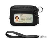 Didida The Iris Wallet Zip Card Case with ID Window Purses for Women Coin Purse with Zipper Mini Portable Keychain Wallet, Black1, Casual