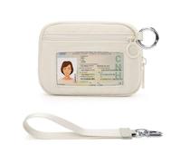 Didida The Iris Wallet Zip Card Case with ID Window Purses for Women Coin Purse with Zipper Mini Portable Keychain Wallet, Beige1, Casual