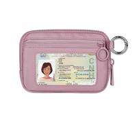 Didida The Iris Zipper Wallet with ID Window for Women Coin Purse Zipper Mini Portable Keychain, Cherub Pink