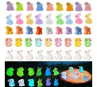 dididudi 100pcs Easter Mini Resin Bunny Decoration,Miniature Rabbit Glow in The Dark Colorful Luminous Tiny Bunnies Figurines for DIY Easter Party Dollhouse Accessories Micro Fairy Garden Decor