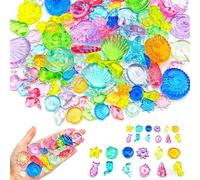 dididudi 100Pcs Mini Sea Animals Ocean Miniature Figurines Plastic Seashells Acrylic Gems Glass Animals Figures Mini, Aquarium Ornaments Micro Fairy Garden Dollhouse Miniatures for Vase Filler Decor