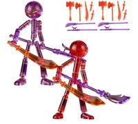 dididudi Stickman Action Figure 2 Pack Set, Collectable Multi-Jointed Stop Motion Figures Full Body Poseable Mechanical Doll Jointed Self-Assembly Movable Robot for Kids Gift Desk Decor